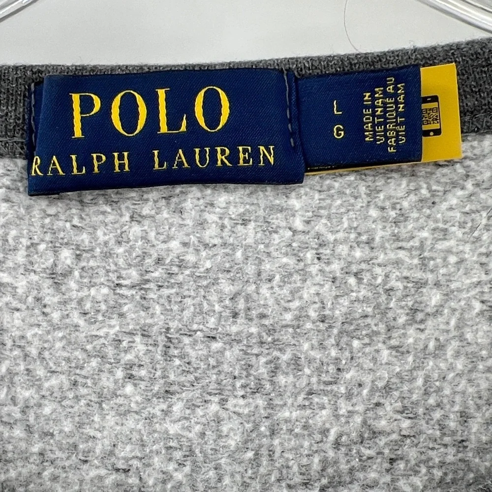 Polo Ralph Lauren GRAY HEATHER Fleece VARSITY LETTERMAN Sweatshirt Men's L